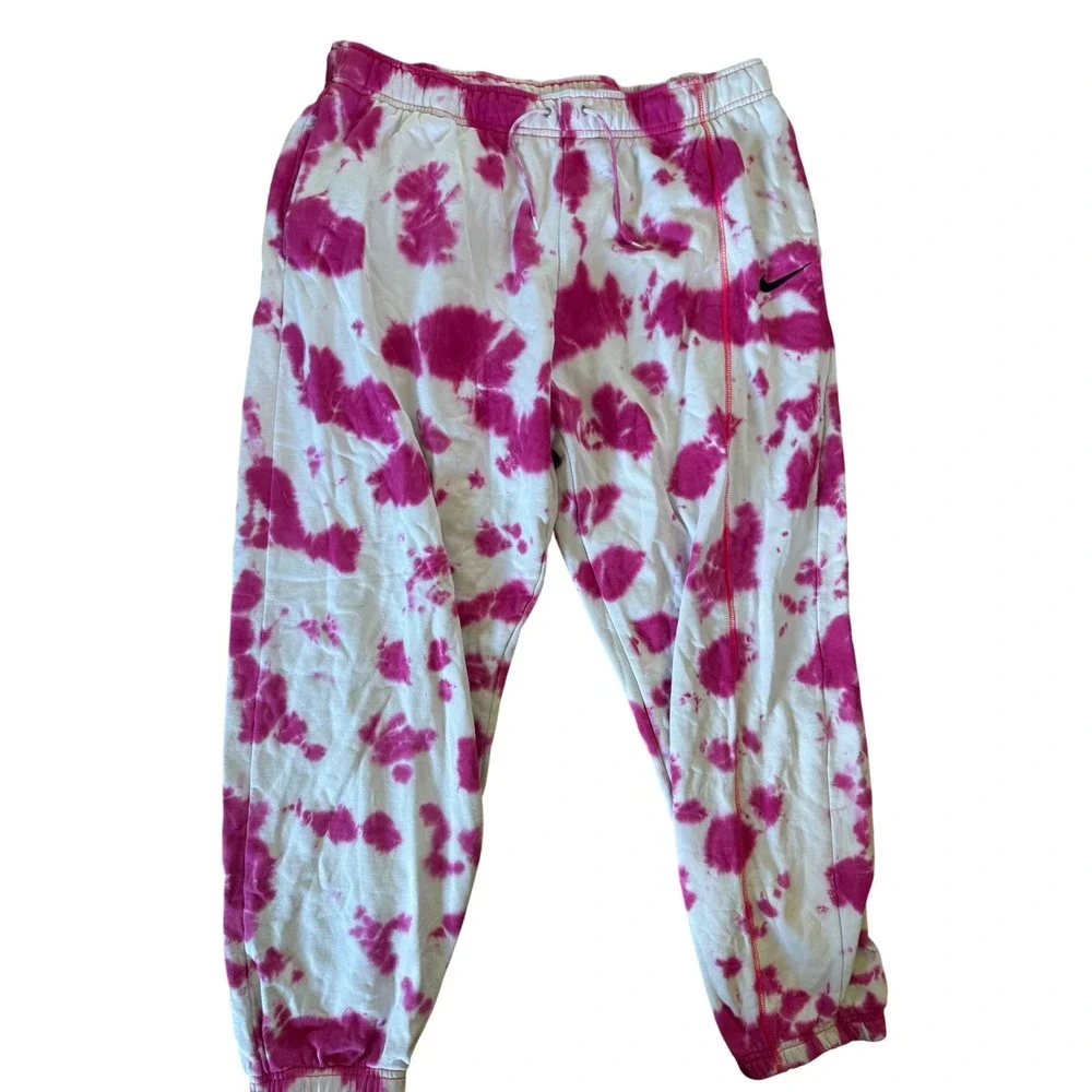 Nike women's sportswear fleece tie dye pink joggers‎